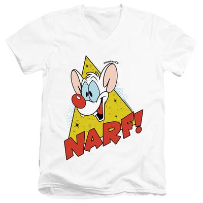 Pink and the Brain Narf V-Neck T-Shirt