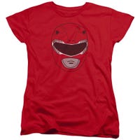 Power Rangers Red Ranger Mask Womens T-Shirt