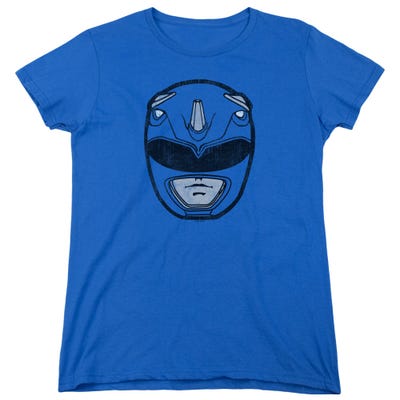 Power Rangers Blue Ranger Mask Womens T-Shirt