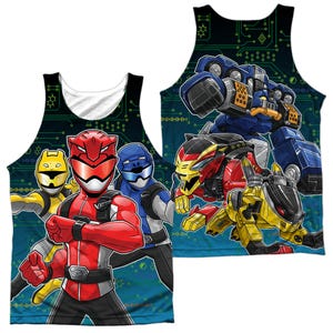 BATTLE STANCE POWER RANGERS RED BLUE YELLOW Sublimation Tank Top