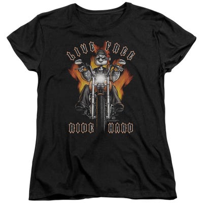 Live Free Ride Hard Popeye Womens T-Shirt