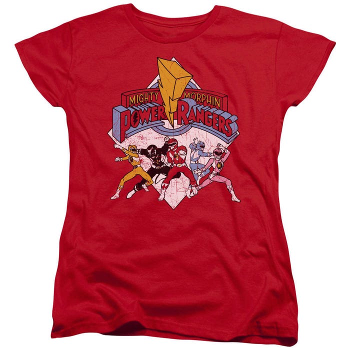 Retro Mighty Morphin Power Rangers Womens T-Shirt