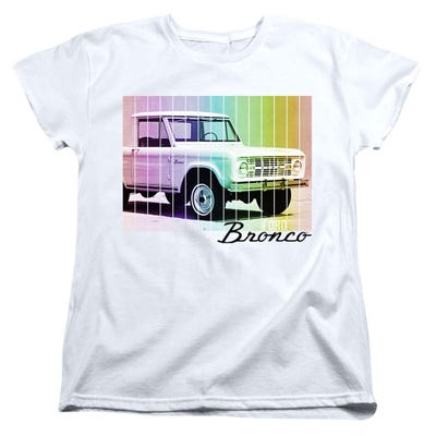 Retro Rainbow Ford Bronco Womens T-Shirt