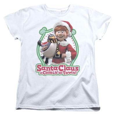 Santa Claus Is Comin' to Town Penguin Womens T-Shirt