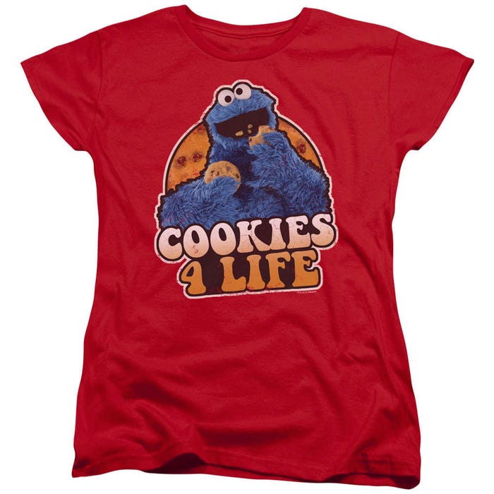 Sesame Street Cookies 4 Life Cookie Monster Womens T-Shirt
