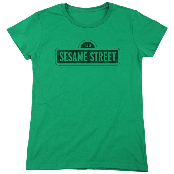 Sesame Street Distressed Dark Logo Womens T-Shirt