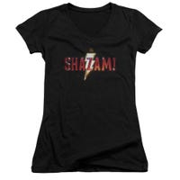 Shazam Movie Logo Juniors V-Neck T-Shirt