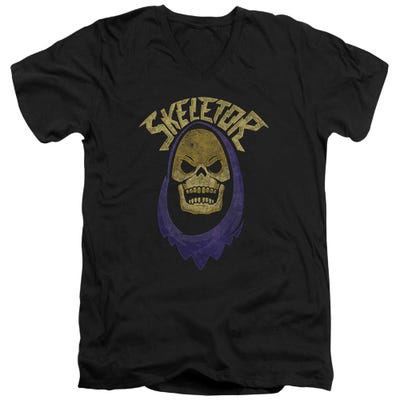 Skeletor Vintage Hood Masters of the Universe Logo V-Neck T-Shirt