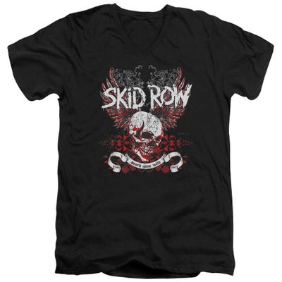 Skid Row Winged Skull V-Neck T-Shirt