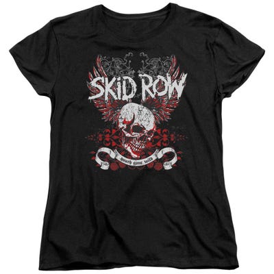 Skid Row Winged Skull Womens T-Shirt