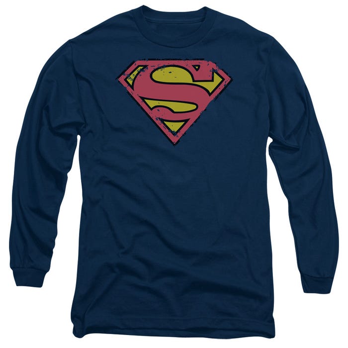 Superman Distressed Shield Long Sleeve Shirt