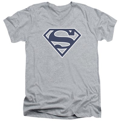 Official Superman Navy and White Shield V-Neck T-Shirt