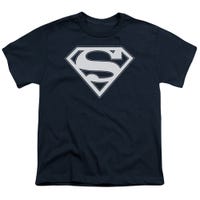 Official Superman Navy and White Shield Kids T-Shirt