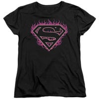 Superman Flames Womens T-Shirt