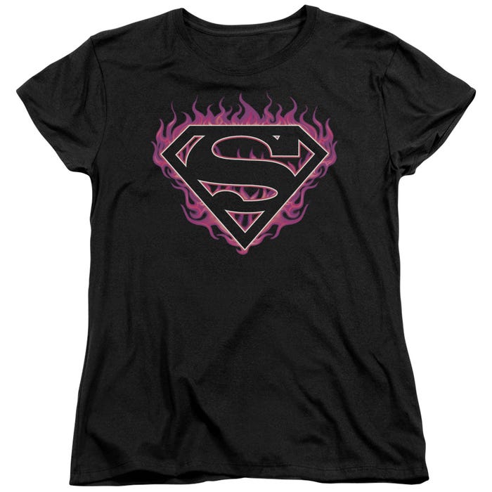 Superman Flames Womens T-Shirt