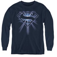 GLOWING SUPERMAN SHIELD Kids Long Sleeve Shirt