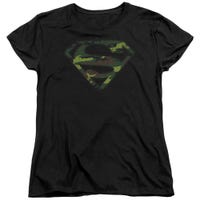 SUPERMAN DISTRESSED CAMO SHIELD Womens T-Shirt