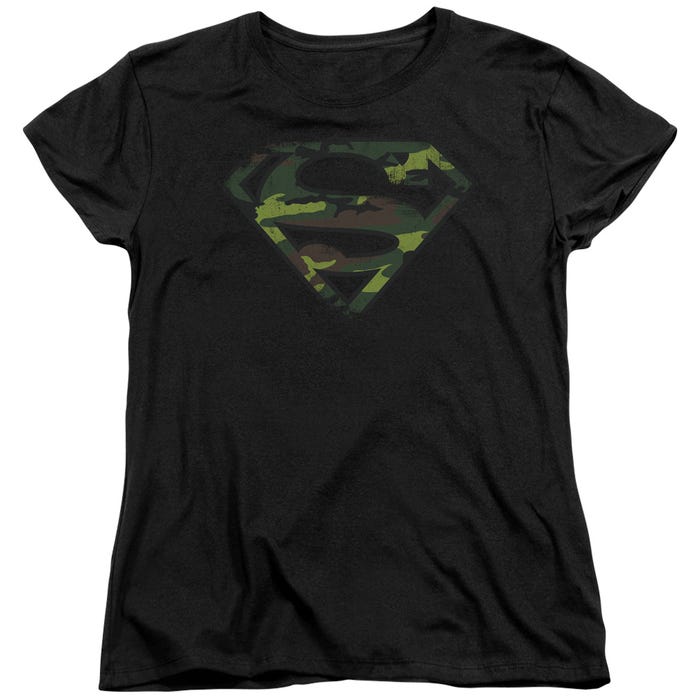SUPERMAN DISTRESSED CAMO SHIELD Womens T-Shirt