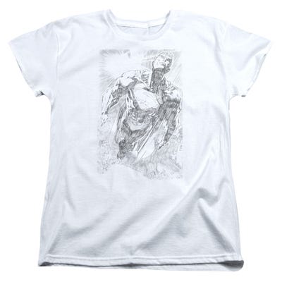 EXPLODING SPACE SUPERMAN SKETCH Womens T-Shirt