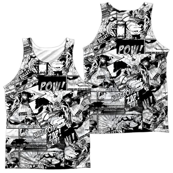 Vintage Superman Black and White Comic Strips Front & Back Sublimation Tank Top