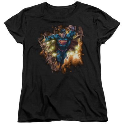 BLASTING THROUGH SUPERMAN  Womens T-Shirt