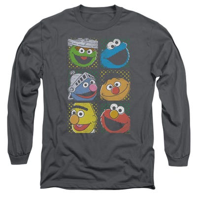 Sesame Street/group Squares Long Sleeve Shirt