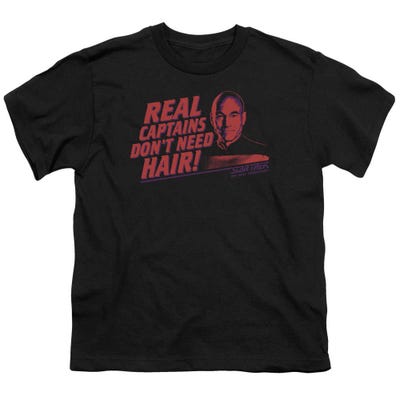 Star Trek Real Captains Don't Need Hair Kids T-Shirt