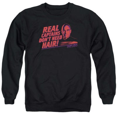 Star Trek Real Captains Don't Need Hair Sweatshirt