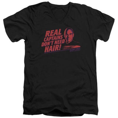 Star Trek Real Captains Don't Need Hair V-Neck T-Shirt