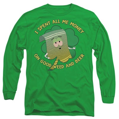 South Park/st. Patrick's Day Towelie Spent Money Long Sleeve Shirt