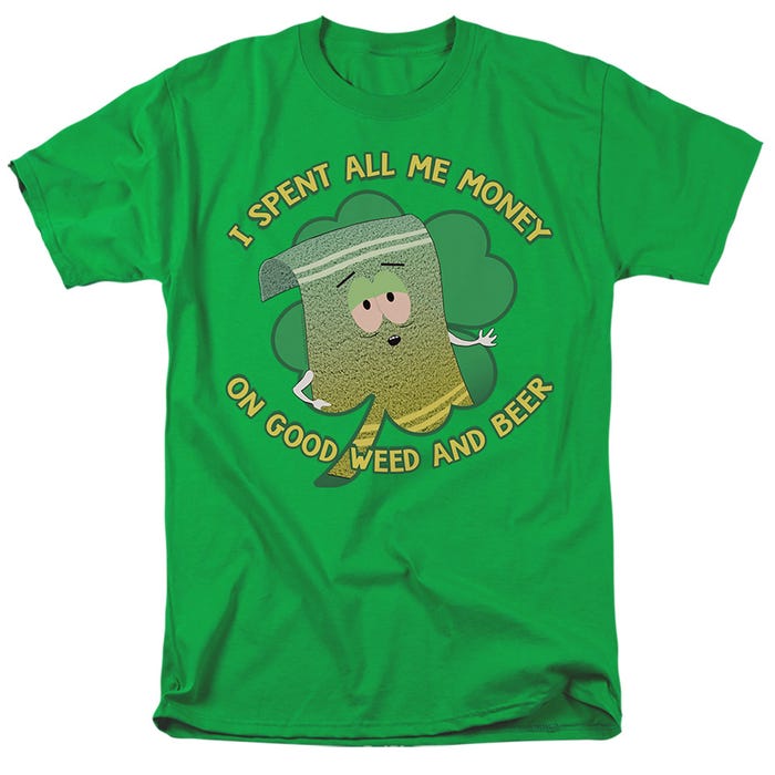 South Park/st. Patrick's Day Towelie Spent Money T-Shirt