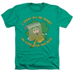 South Park/st. Patrick's Day Towelie Spent Money Heather T-Shirt