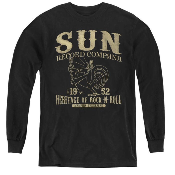 Sun Records Rockabilly Bird Kids Long Sleeve Shirt