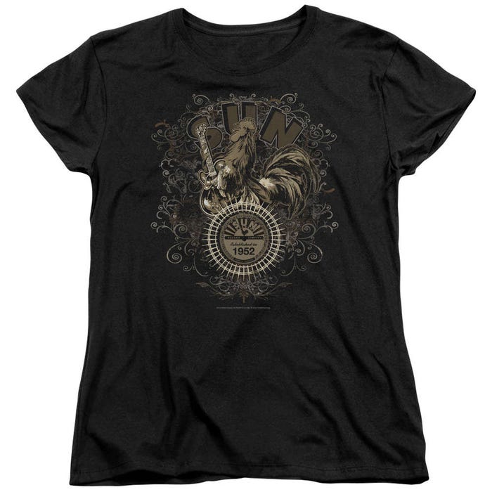 Sun Records Scroll Around Rooster Womens T-Shirt