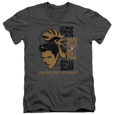 Elvis Presley and The Rooster Sun Record Company V-Neck T-Shirt