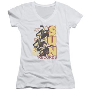 Elvis Presley Tri Sun Records Juniors V-Neck T-Shirt