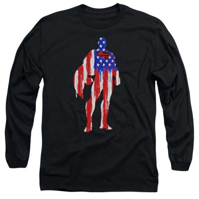 Superman American Flag Silhouette Long Sleeve Shirt