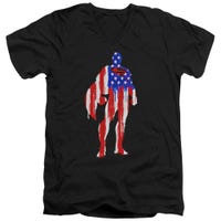 Superman American Flag Silhouette V-Neck T-Shirt