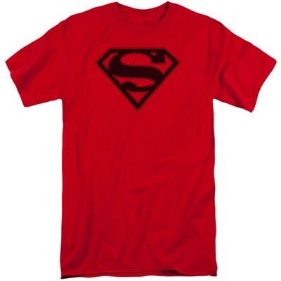 Superman Black Shield With Red Trim Tall T-Shirt