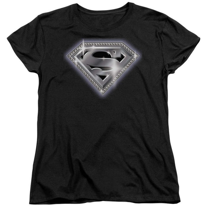 Superman Bling Shield Womens T-Shirt