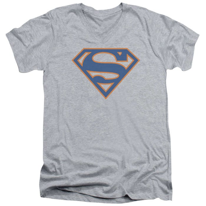 Superman Blue and Orange Shield V-Neck T-Shirt