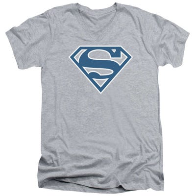 Superman Blue and White Shield V-Neck T-Shirt