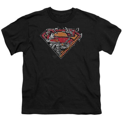 Superman Breaking Chain Logo Kids T-Shirt