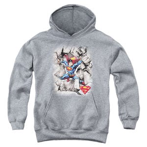 Superman Breaking Concrete Kids Hoodie