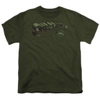 Superman Camo Logo And Shield Kids T-Shirt