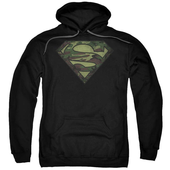 Superman Camo Logo Distressed Hoodie