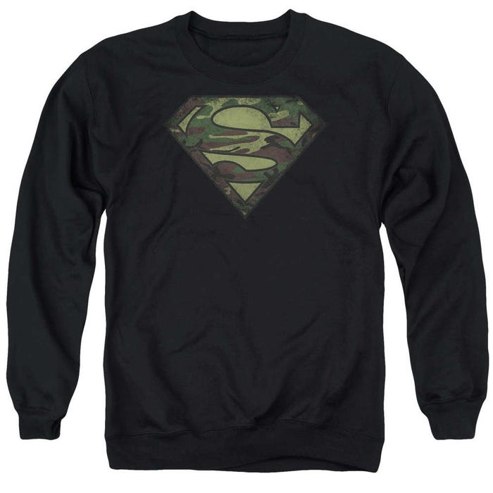 Superman Camo Logo Distressed Sweatshirt