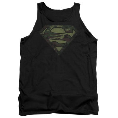 Superman Camo Logo Distressed Tank Top