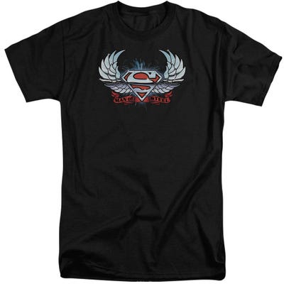 Superman Chrome Wings Shield Tall T-Shirt