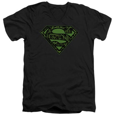 Superman Circuits Shield V-Neck T-Shirt